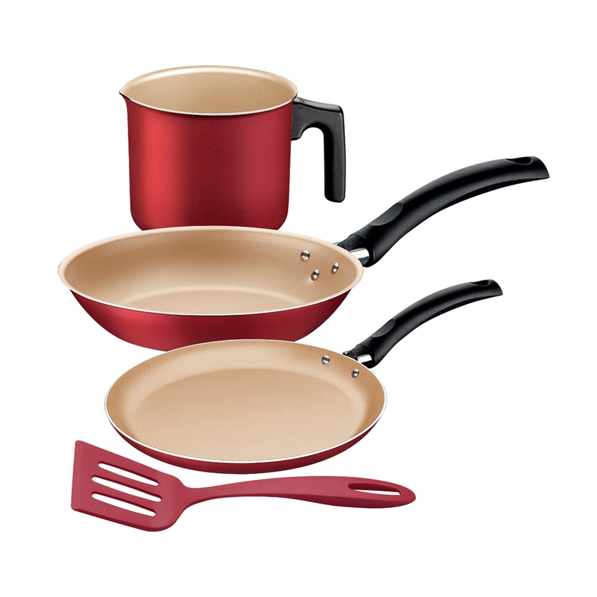 Batería de Cocina Tramontina Turim Rojo 4 Piezas