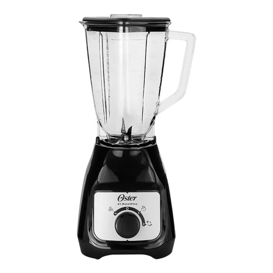Licuadora Oster Metalico Negra con perilla vaso de plástico BLSTKAP-BRD-013